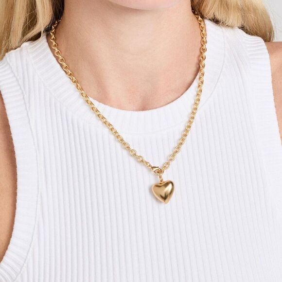 NWOT. Roxanne Assoulin The Mini Puffy Heart Necklace in Gold - Picture 3 of 11